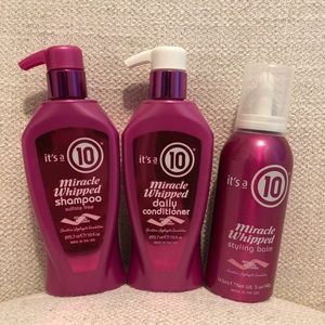 It’s a 10 Miracle Whipped Shampoo, 10oz, Conditioner 10 oz, & Styling Balm 5oz